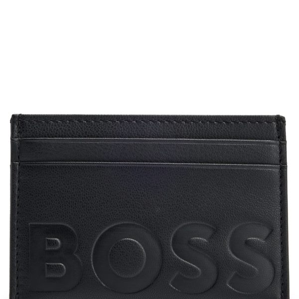 Porte-cartes en cuir grainé avec logo embossé – Hugo Boss