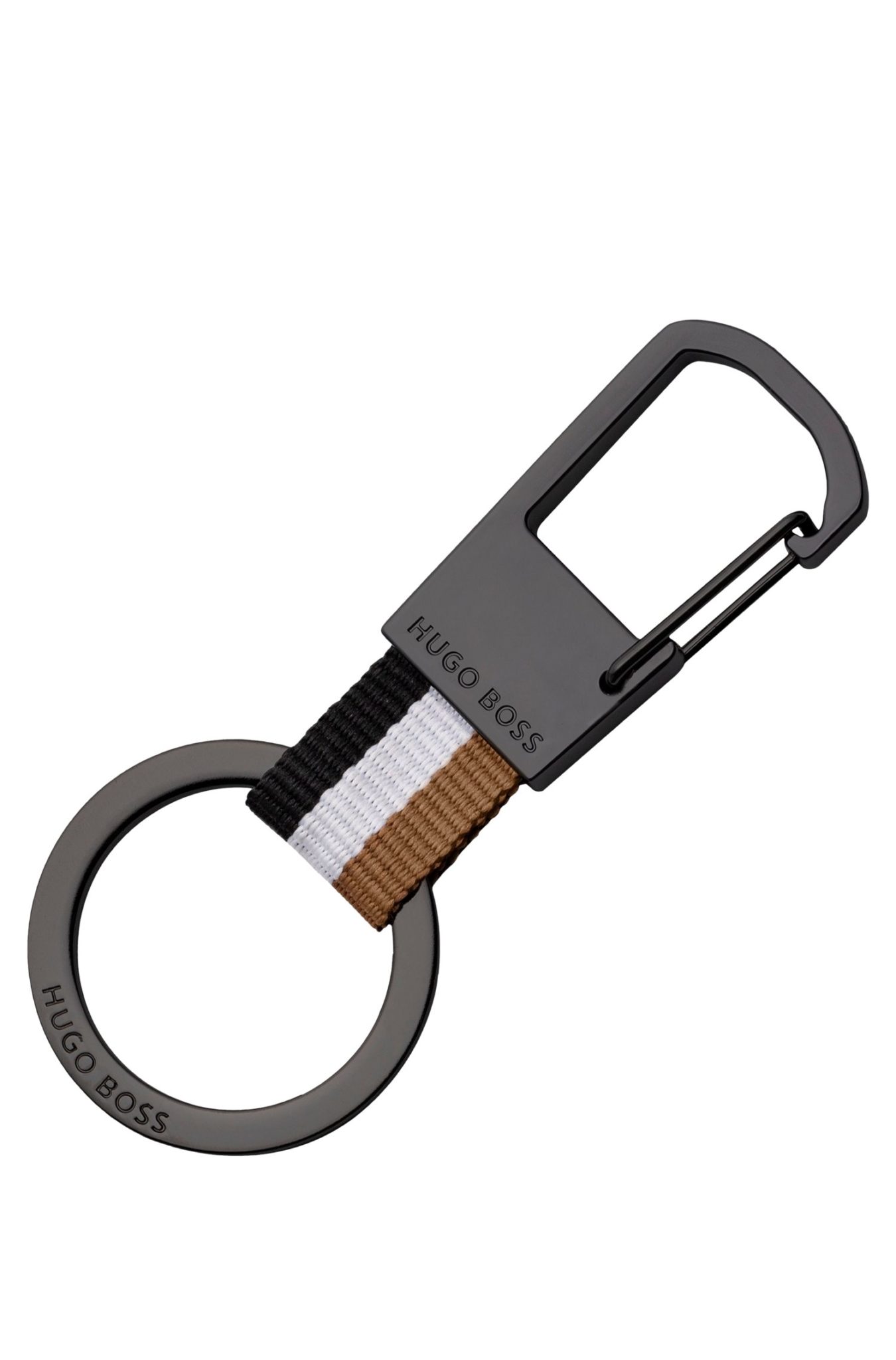 Hugo Boss Porte-clés à rayures emblématiques avec détails chromés foncés