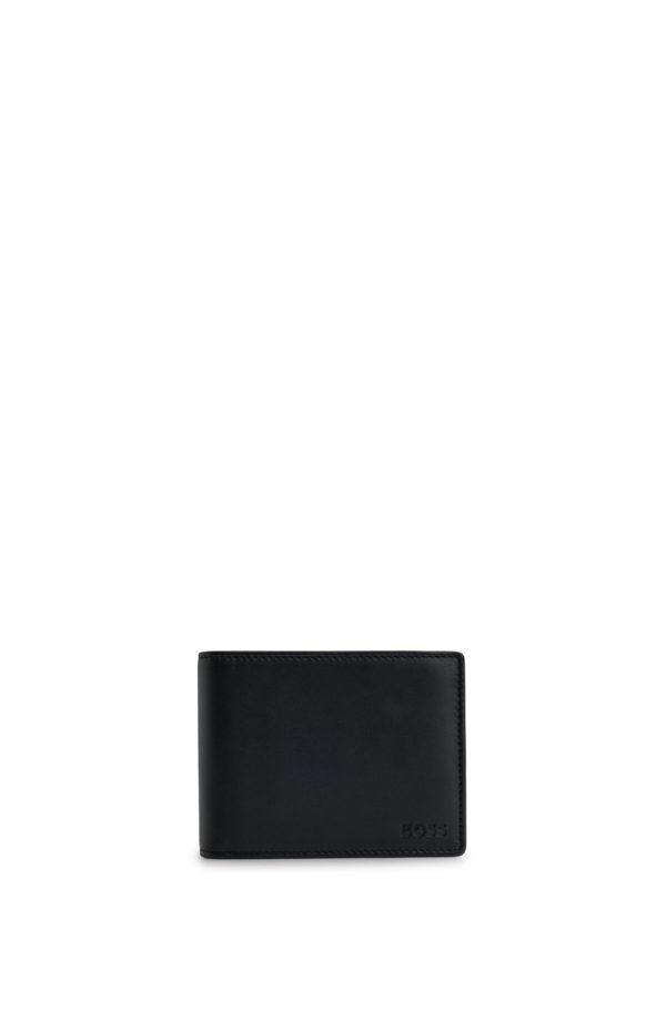 Hugo Boss Portefeuille à trois volets en cuir avec logo embossé et poche pour la monnaie