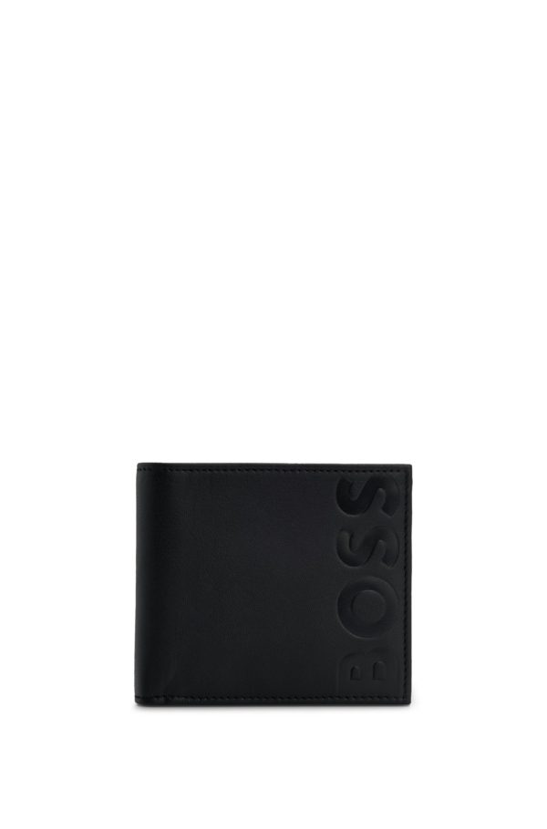 Hugo Boss Portefeuille en cuir grainé avec logos embossés et poche pour la monnaie