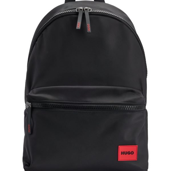 Hugo Boss Sac à dos en tissu mat avec étiquette logotée rouge
