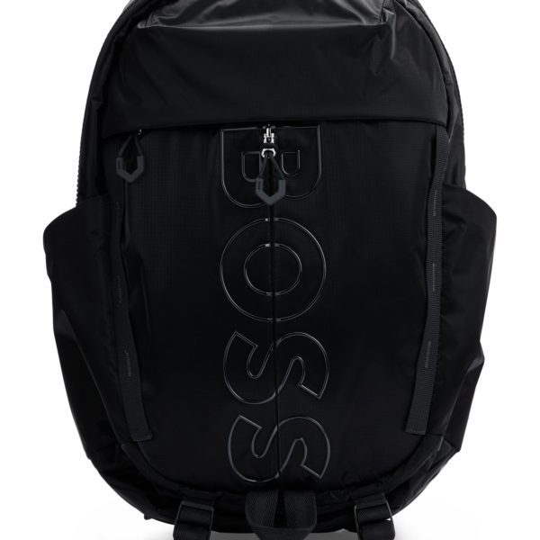 Sac à dos multi-poches en velours enduit avec logo apparent – Hugo Boss