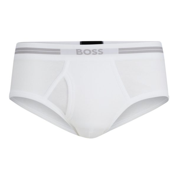 Slip en coton côtelé à ouverture frontale et taille logotée – Hugo Boss