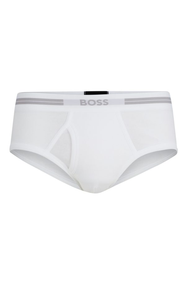 Hugo Boss Slip en coton côtelé à ouverture frontale et taille logotée