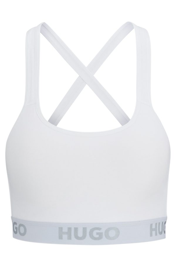 Hugo Boss Brassière en coton stretch avec bretelles croisées au dos et bandeau logoté