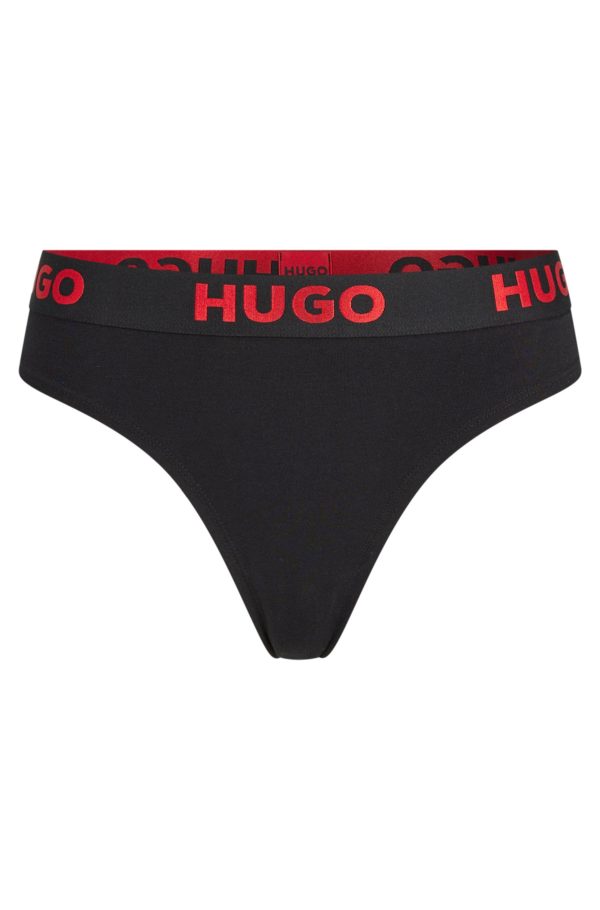 Hugo Boss String en coton stretch avec taille logotée
