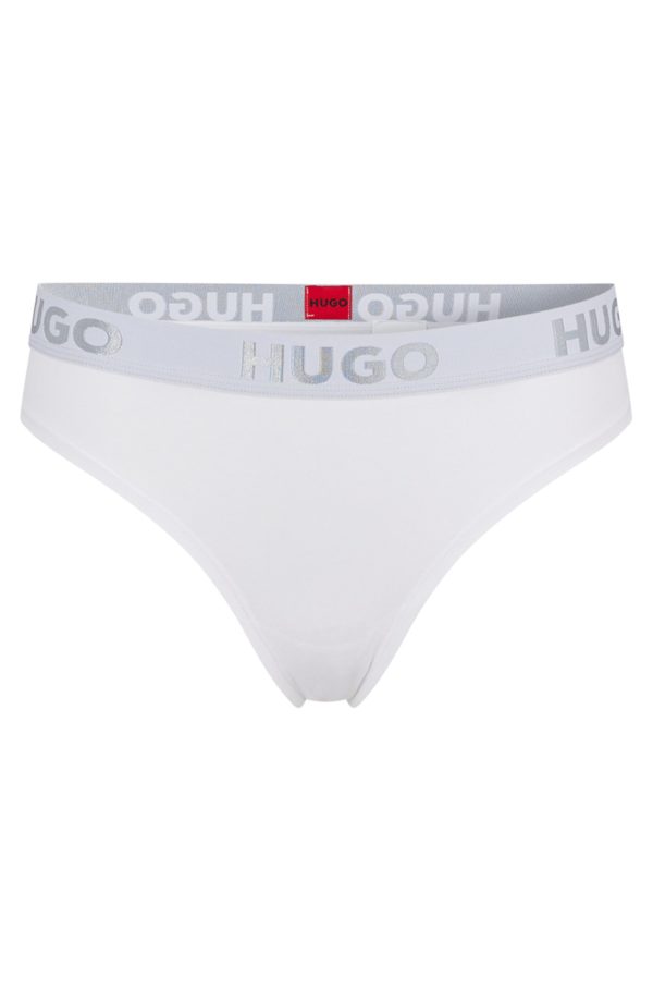 Hugo Boss String en coton stretch avec taille logotée