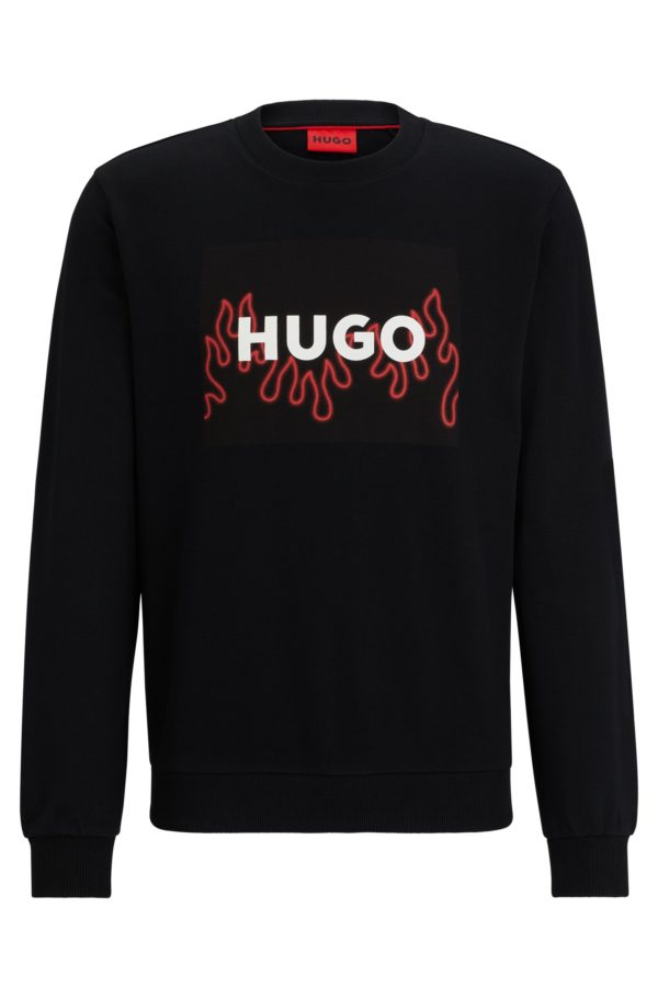 Hugo Boss Sweat Regular Fit en molleton de coton avec logo flamme