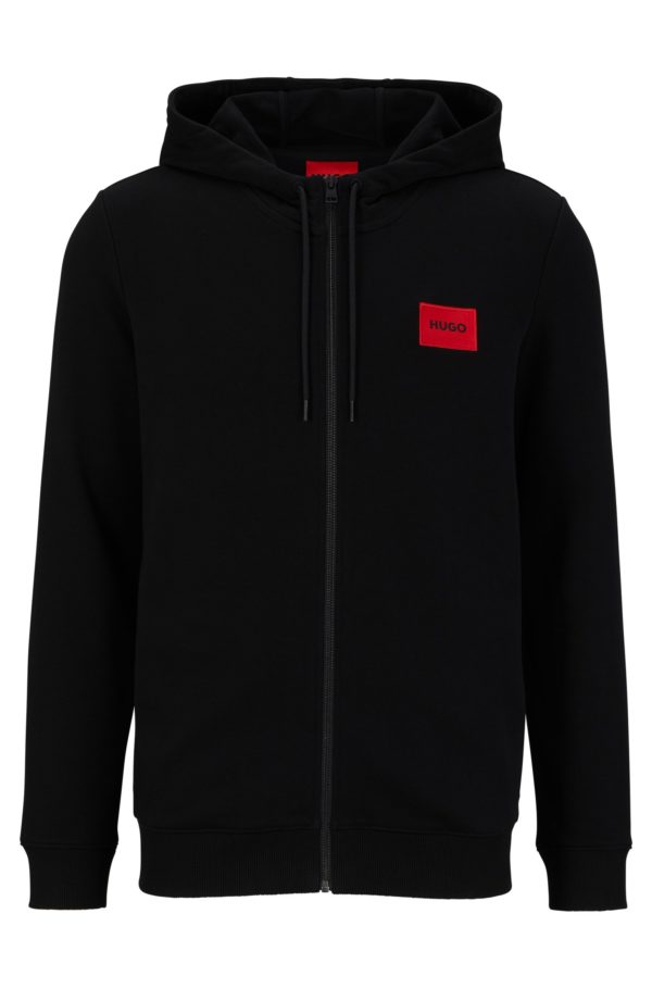 Hugo Boss Sweat à capuche Regular en molleton avec étiquette logotée