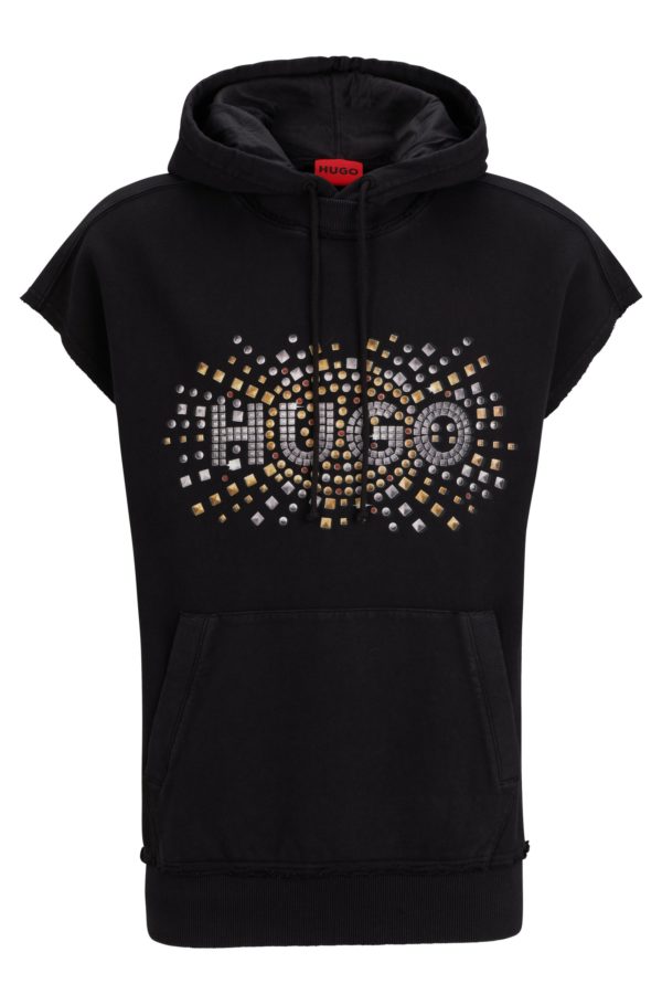 Hugo Boss Sweat à capuche sans manches en coton avec motif artistique effet clouté