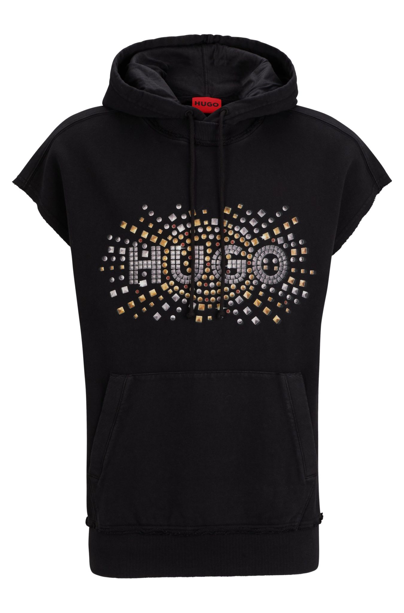 Hugo Boss Sweat à capuche sans manches en coton avec motif artistique effet clouté