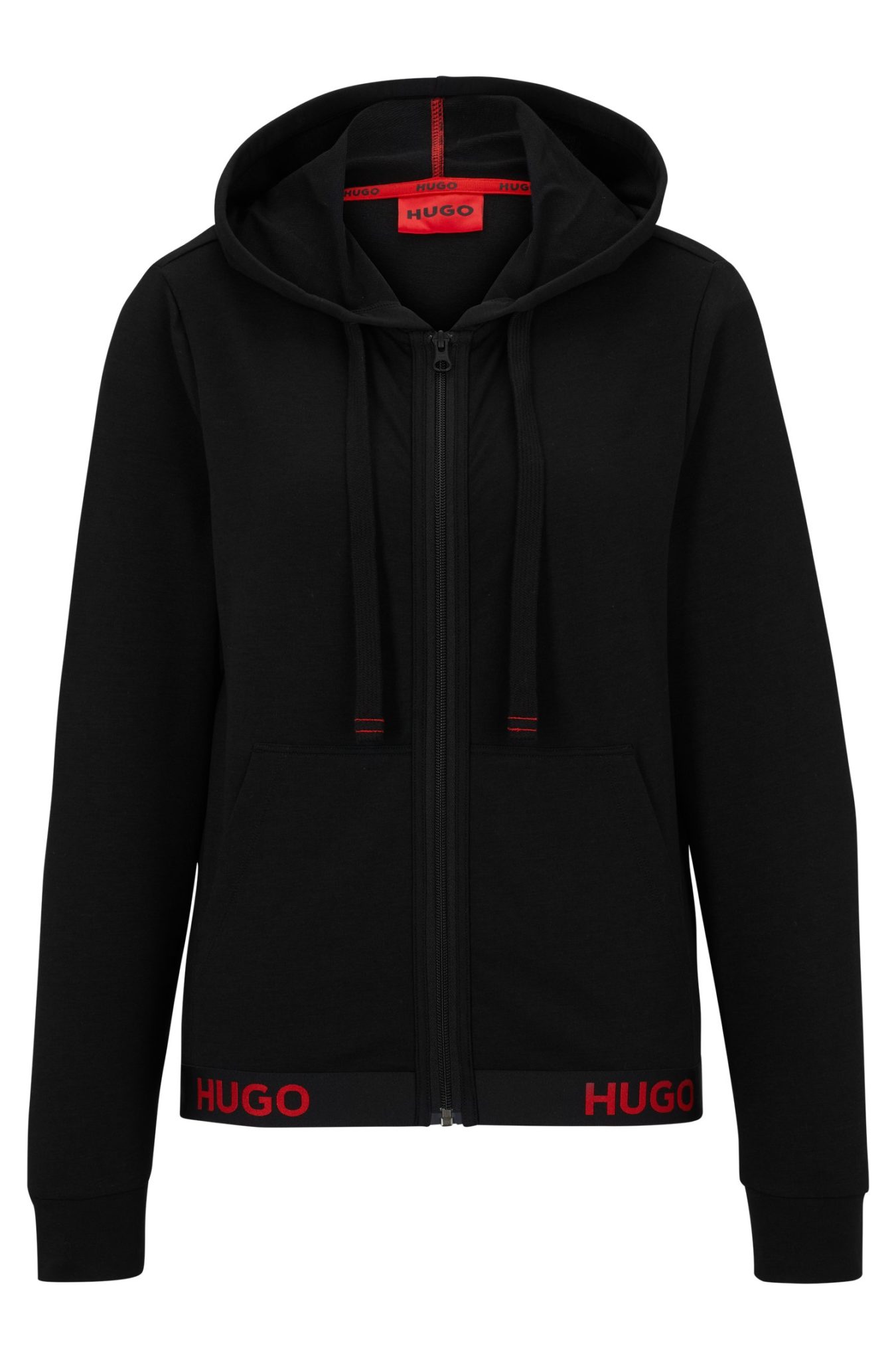 Hugo Boss Sweat à capuche zippé Regular Fit avec taille logotée