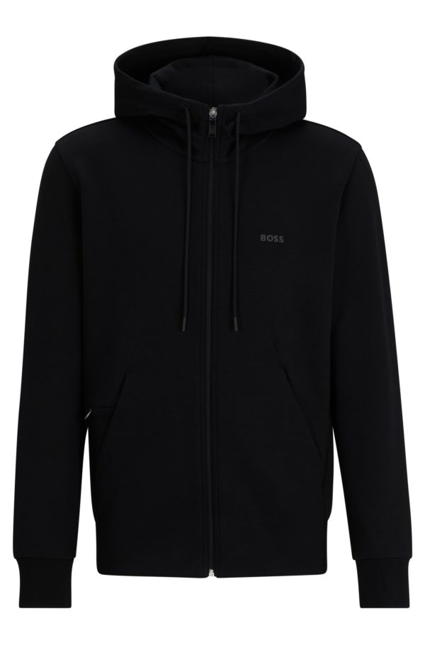 Hugo Boss Sweat à capuche zippé en coton stretch avec logo imprimé