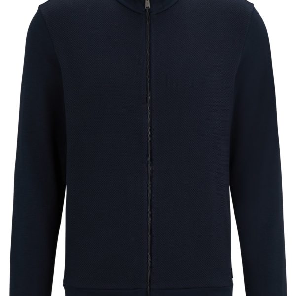 Hugo Boss Sweat zippé en coton Pima au devant structuré