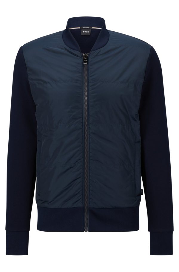Hugo Boss Sweat hybride zippé en molleton de coton