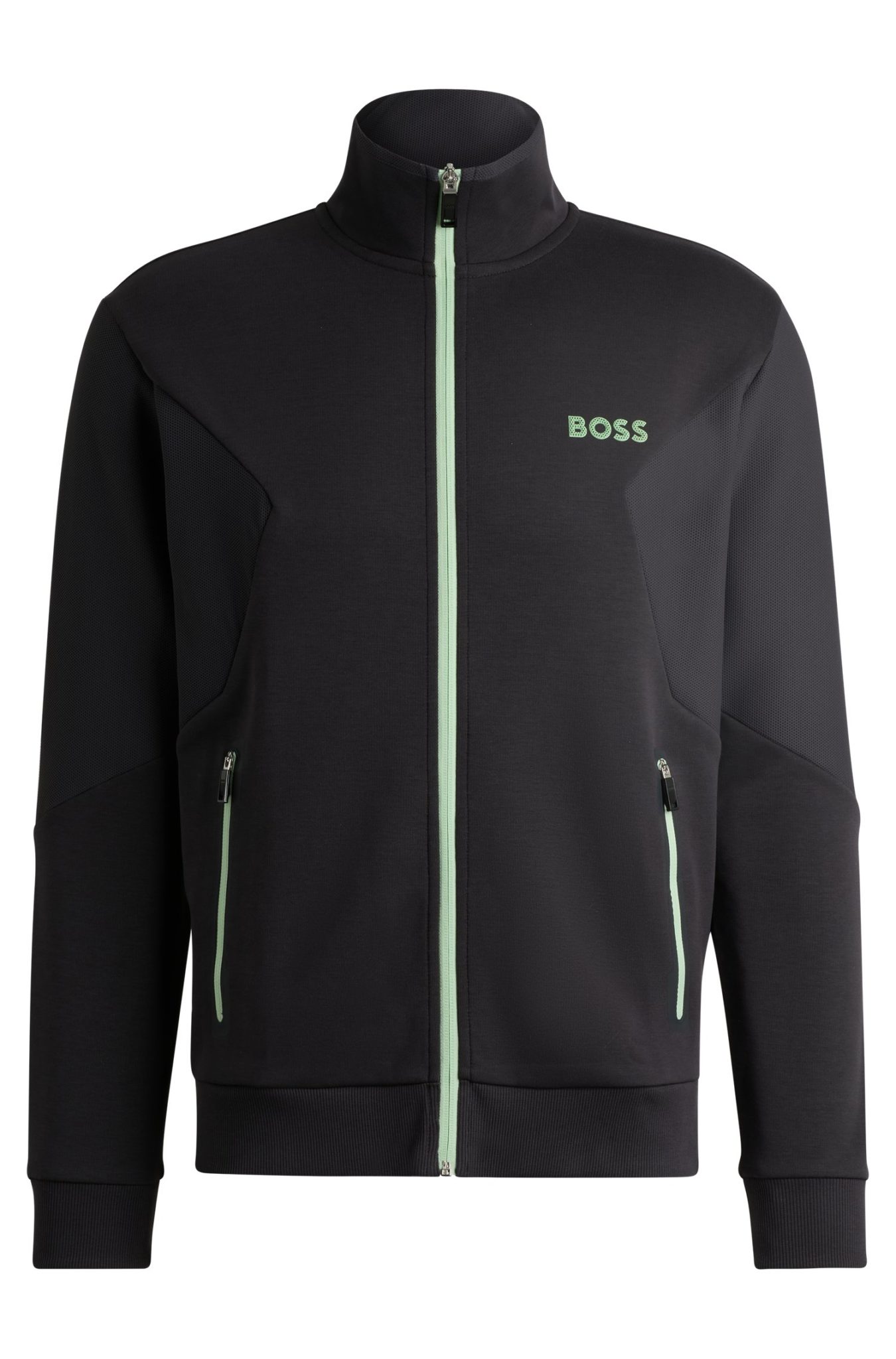 Hugo Boss Sweat zippé en coton mélangé avec logo en relief