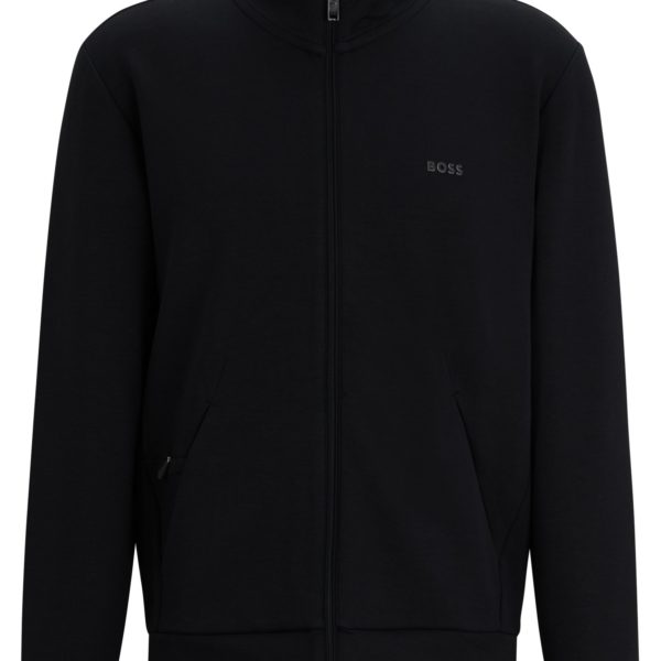 Hugo Boss Sweat zippé en coton stretch à logo imprimé