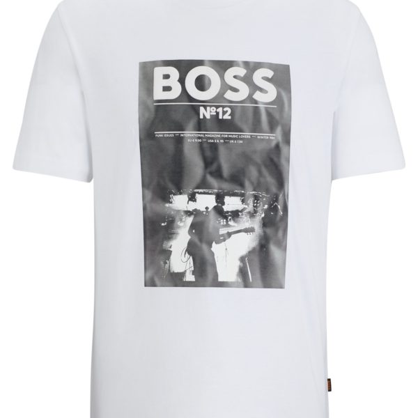 T-shirt Regular Fit en coton avec motif artistique de la saison – Hugo Boss