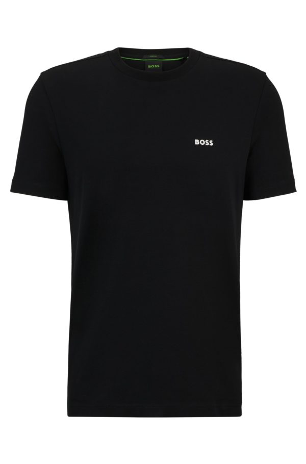 Hugo Boss T-shirt Regular en coton stretch avec logo contrastant