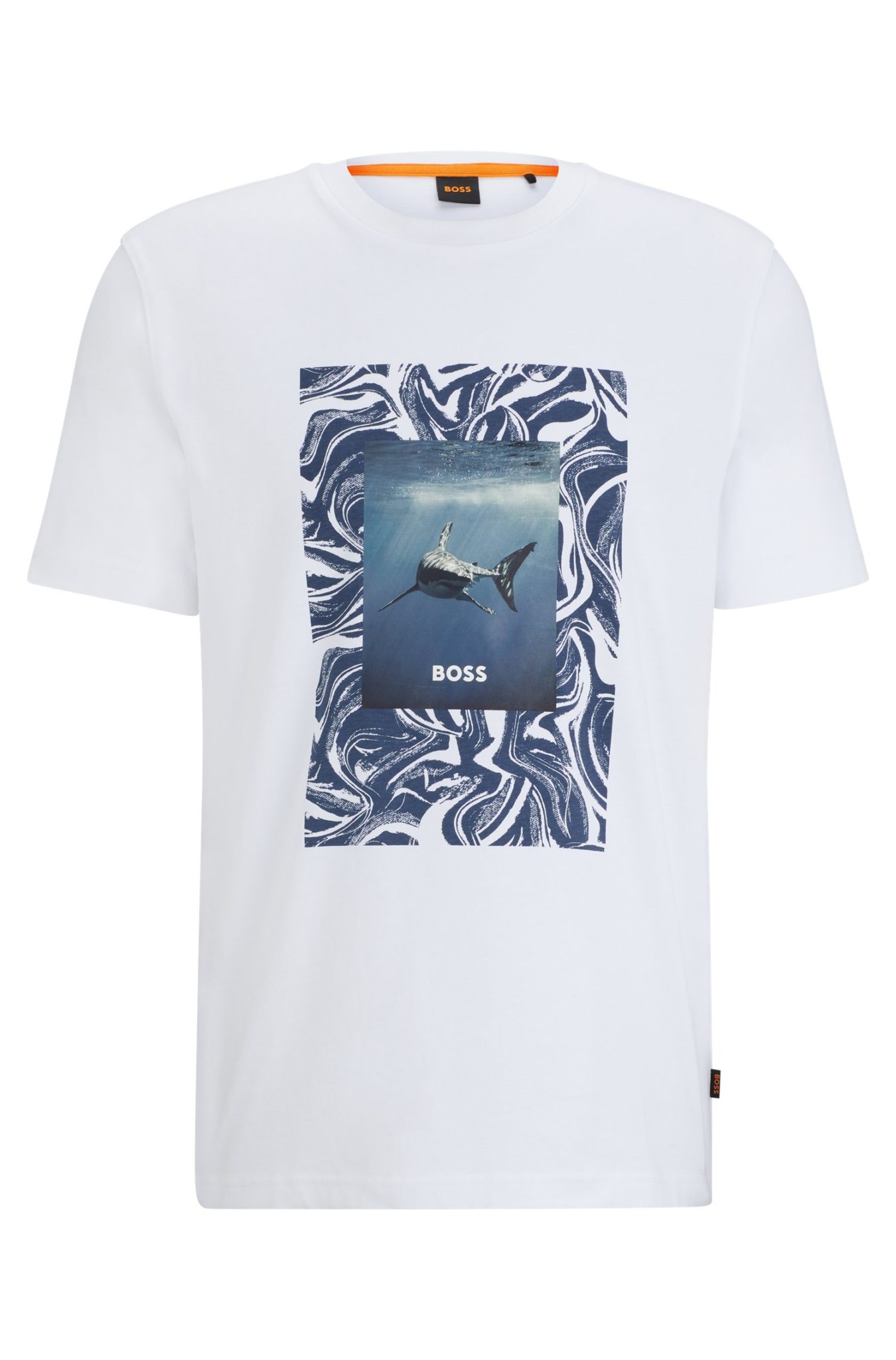 Hugo Boss T-shirt Regular Fit en jersey de coton avec motif artistique saisonnier