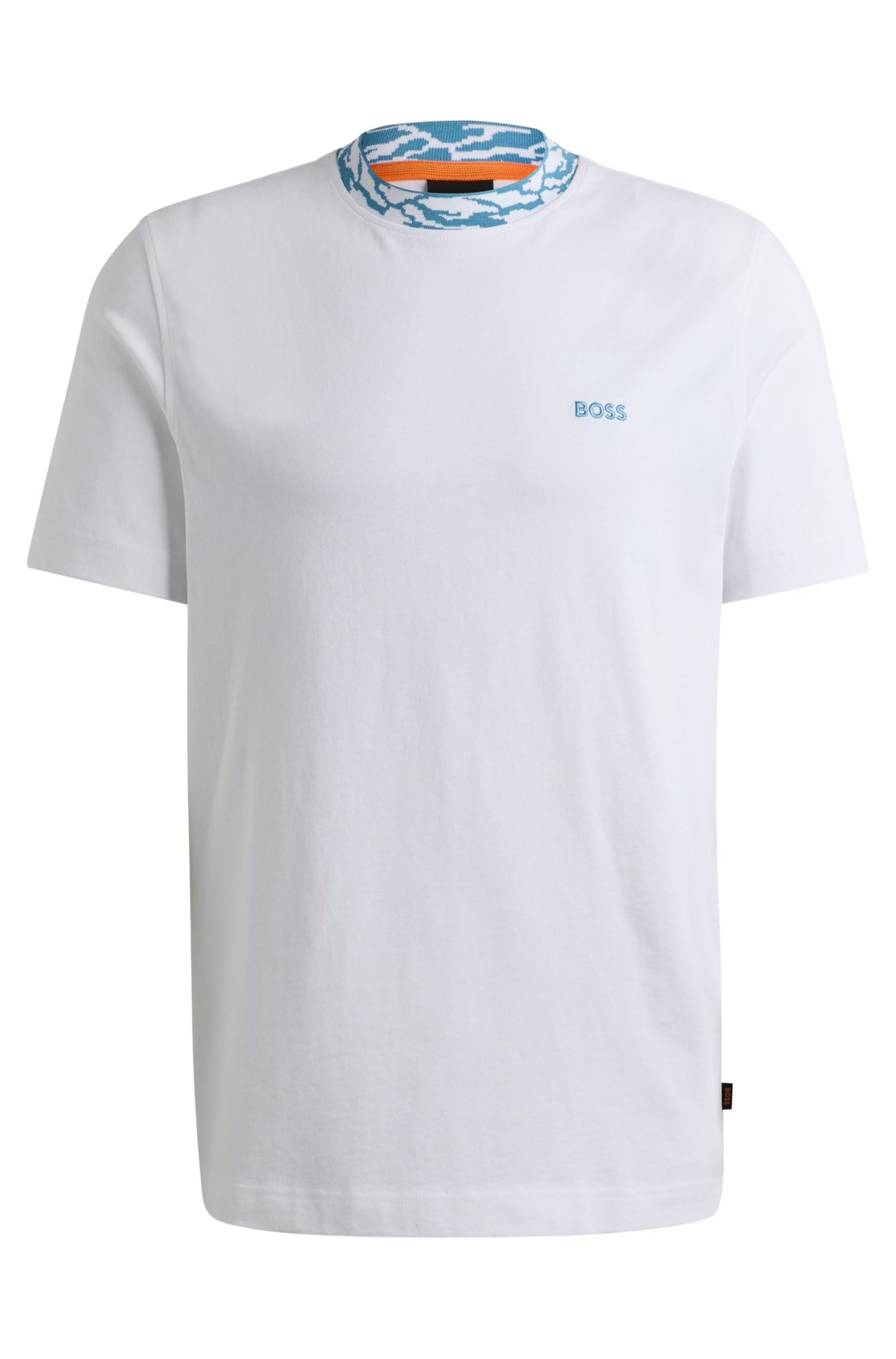Hugo Boss T-shirt Regular en jersey de coton avec col à motif