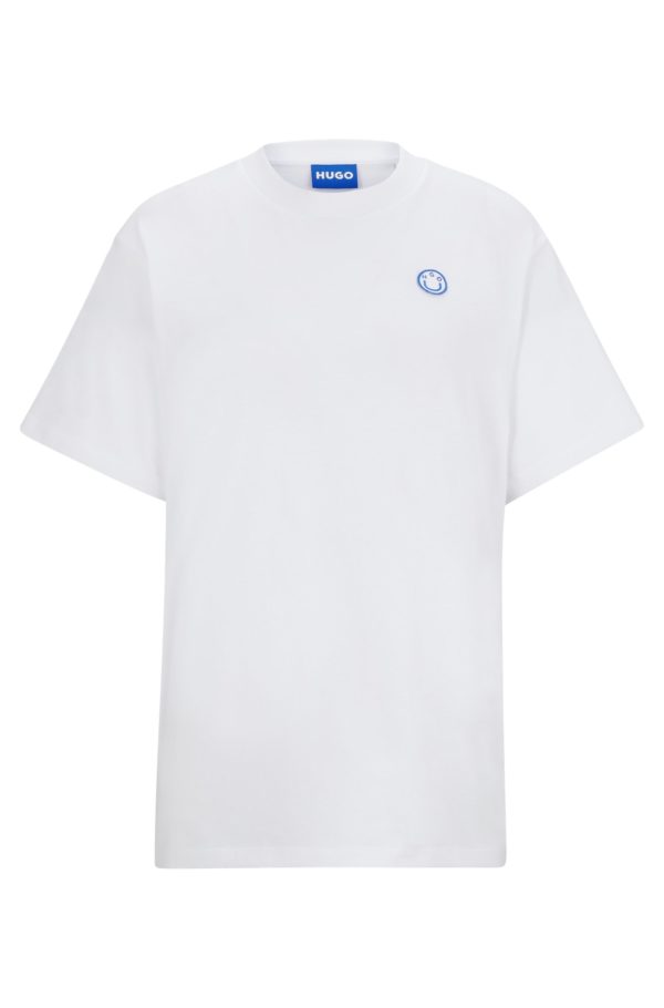 Hugo Boss T-shirt en jersey de coton avec badge logoté