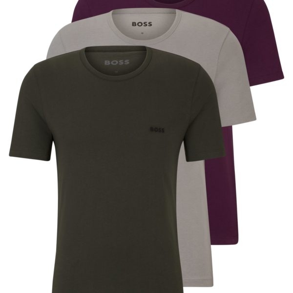 T-shirt à logo brodé, en lot de trois – Hugo Boss