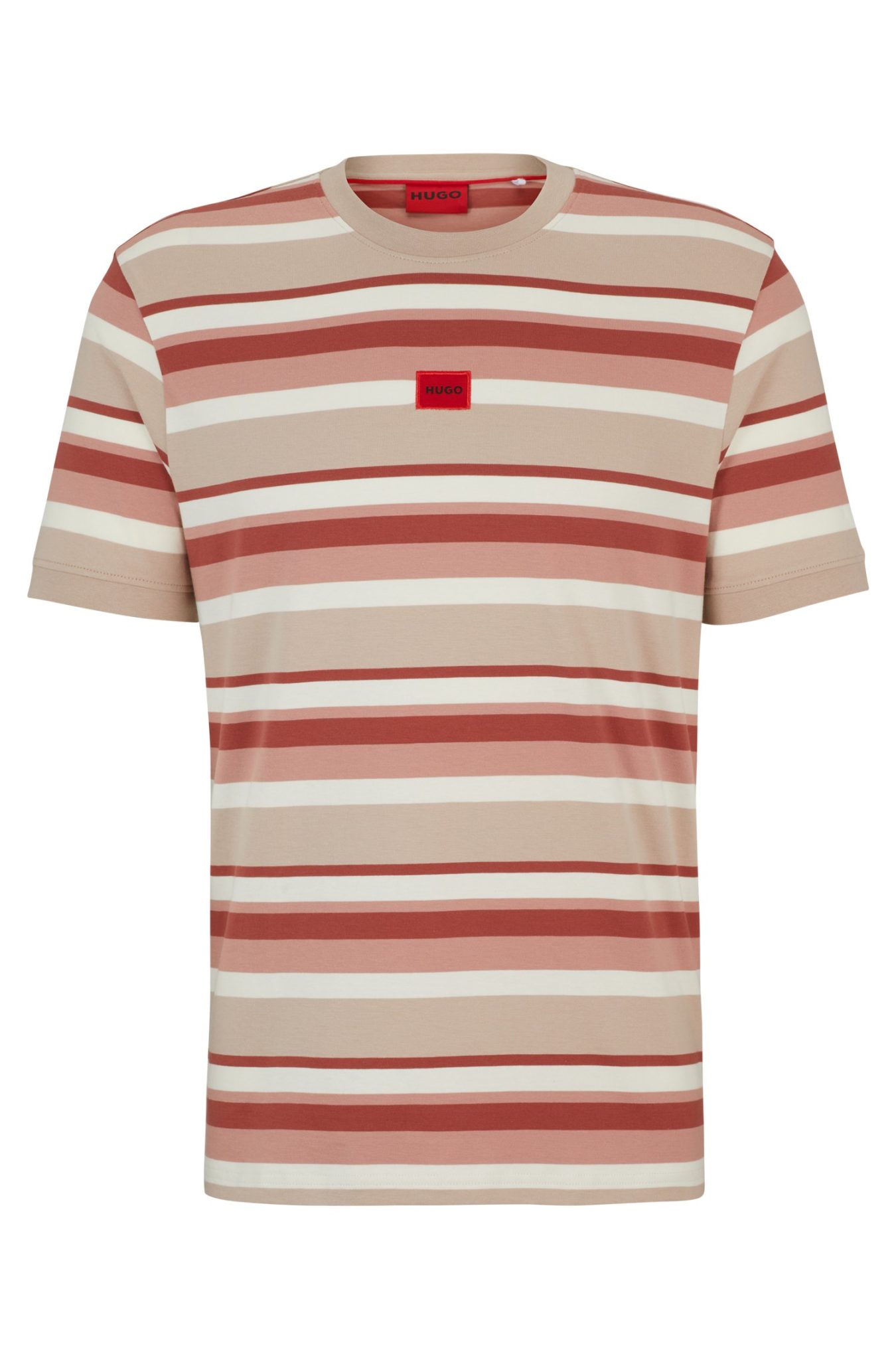 Hugo Boss T-shirt à rayures en jersey de coton avec étiquette logo
