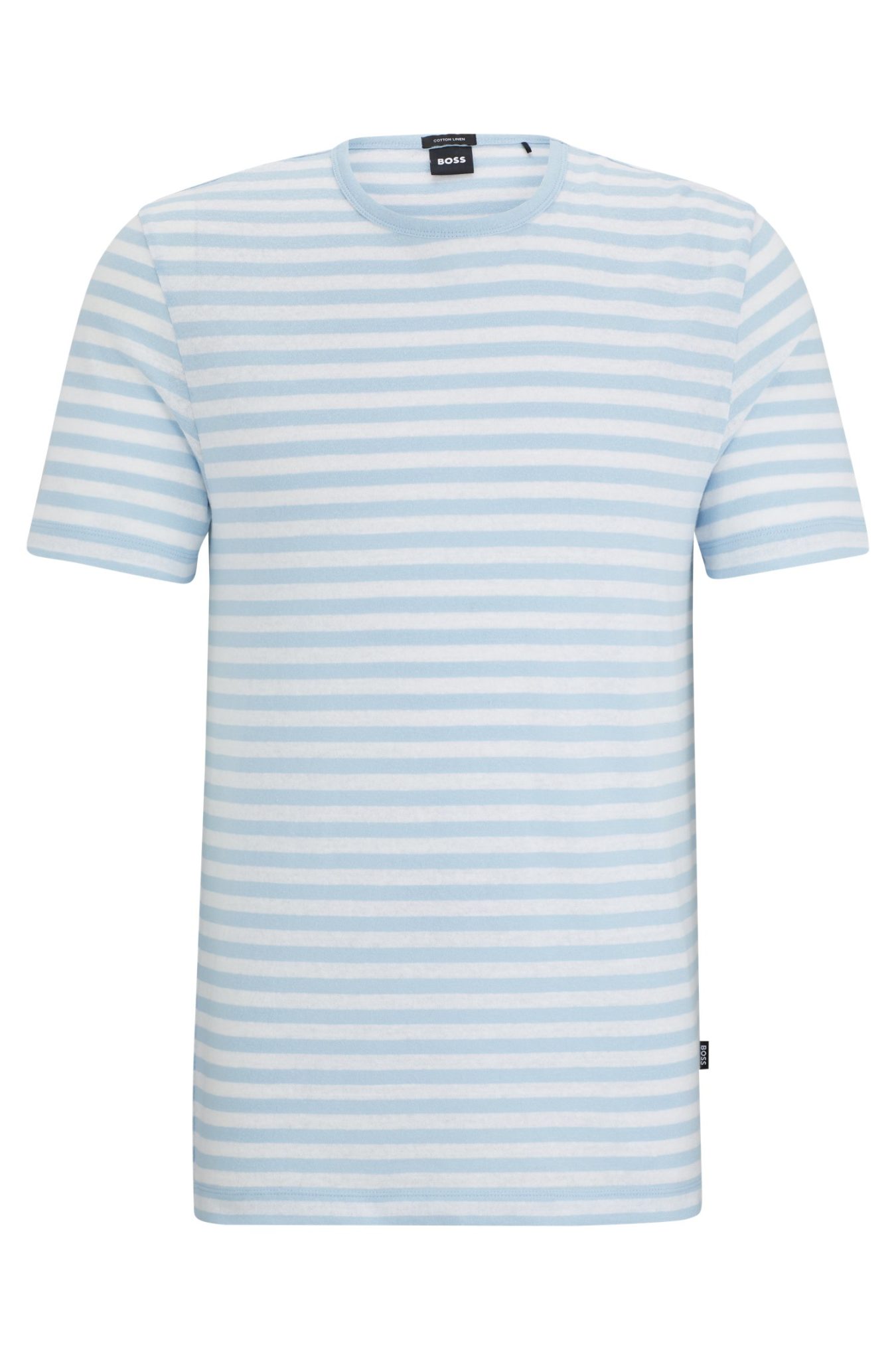 Hugo Boss T-shirt en coton et lin à rayures horizontales