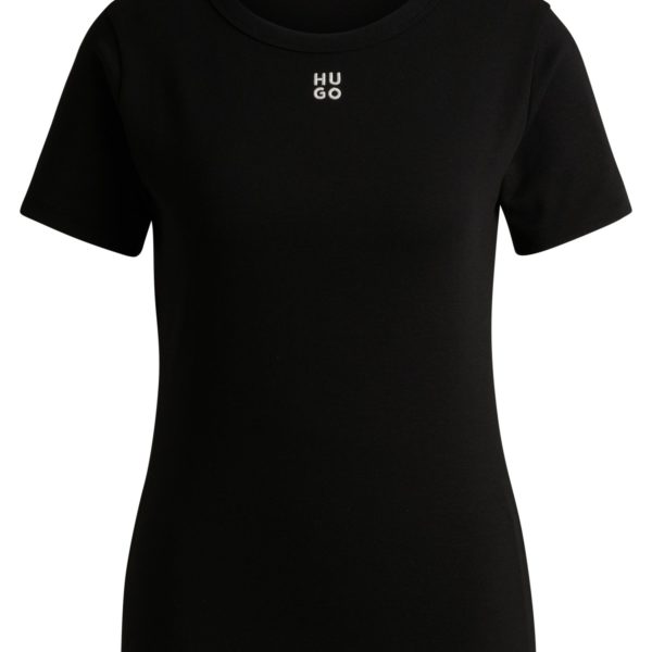 Hugo Boss T-shirt en coton mélangé à logo revisité brodé