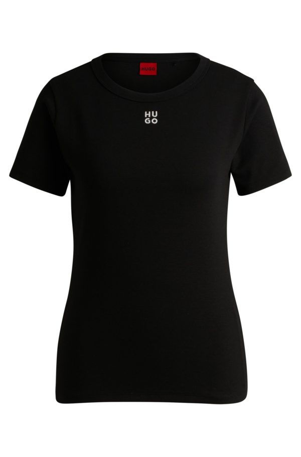 Hugo Boss T-shirt en coton mélangé à logo revisité brodé