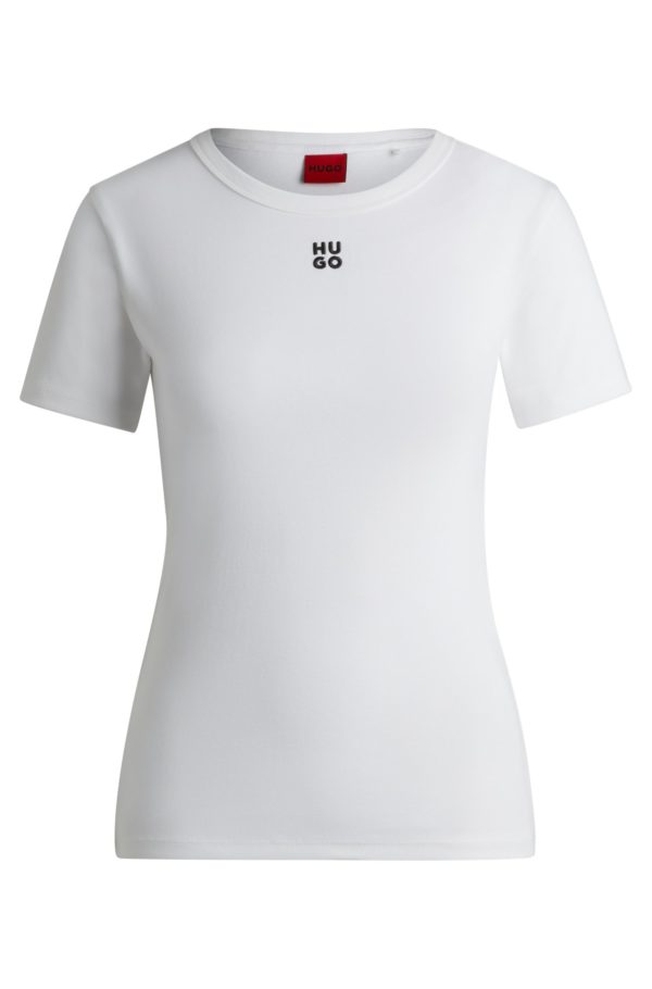 Hugo Boss T-shirt en coton mélangé à logo revisité brodé