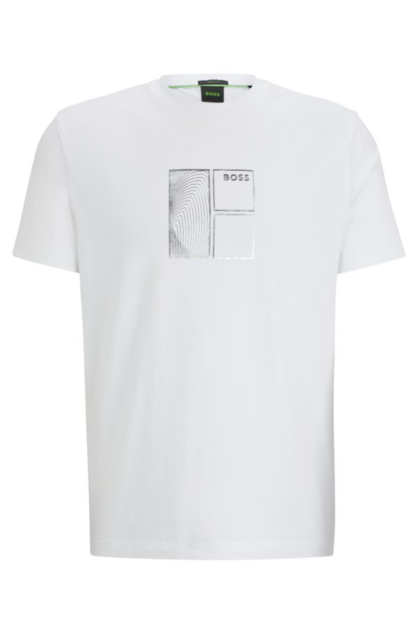 Hugo Boss T-shirt en coton stretch à imprimé artistique métallisé