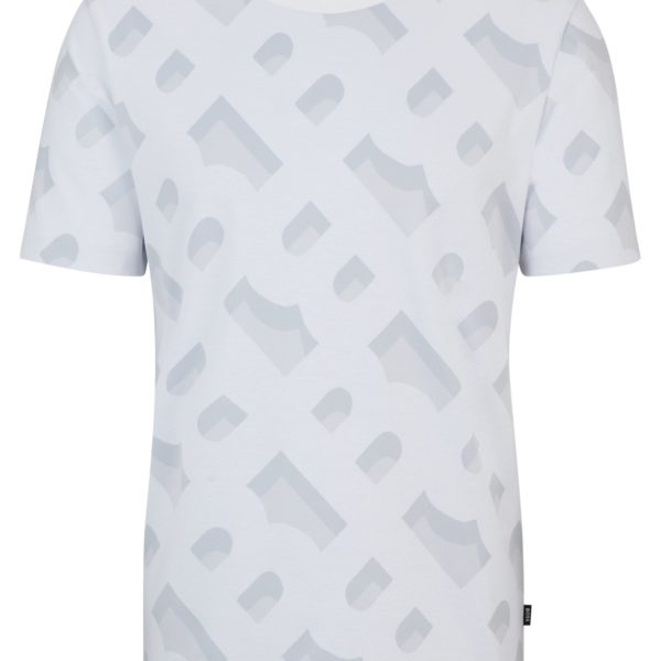 T-shirt en coton stretch mercerisé à monogramme jacquard – Hugo Boss