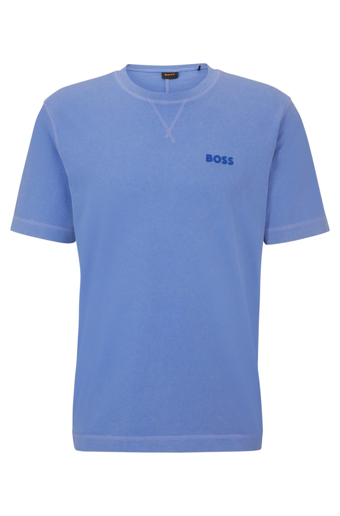 Hugo Boss T-shirt en coton teint en pièce avec étiquette logo