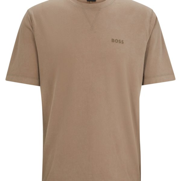 T-shirt en coton teint en pièce avec étiquette logo – Hugo Boss