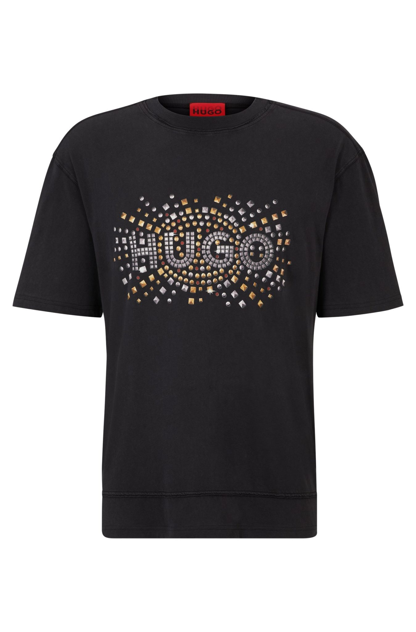 Hugo Boss T-shirt en jersey de coton à motif artistique effet clouté