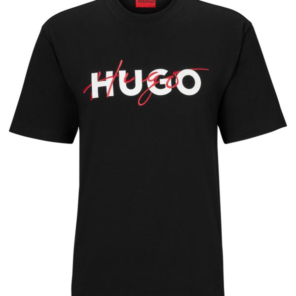 T-shirt en jersey de coton avec double logo – Hugo Boss