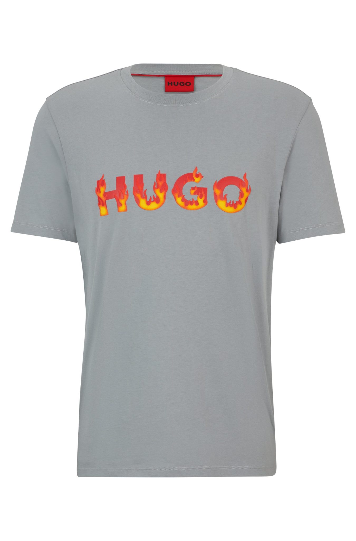 Hugo Boss T-shirt en jersey de coton avec logo flammes en relief