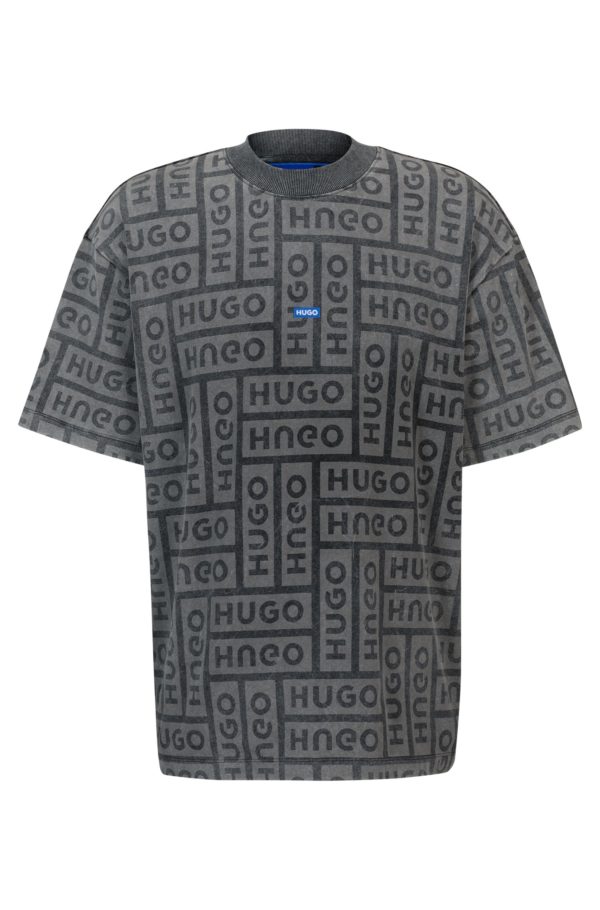 Hugo Boss T-shirt en jersey de coton avec logos imprimés au laser