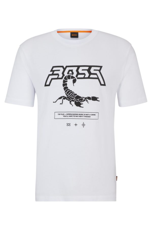 Hugo Boss T-shirt en jersey de coton avec motif artistique de la saison