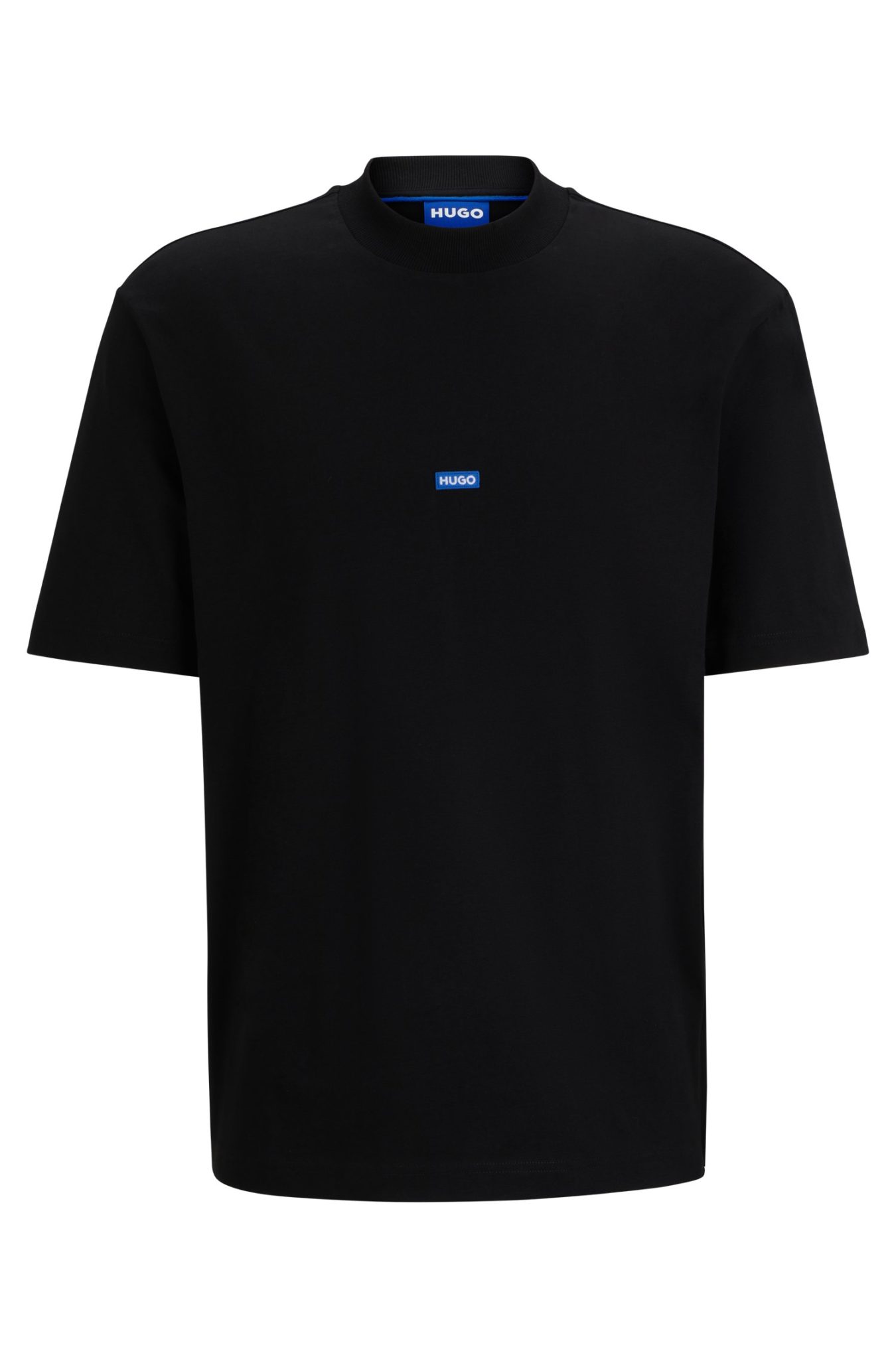 Hugo Boss T-shirt en jersey de coton avec patch logo bleu