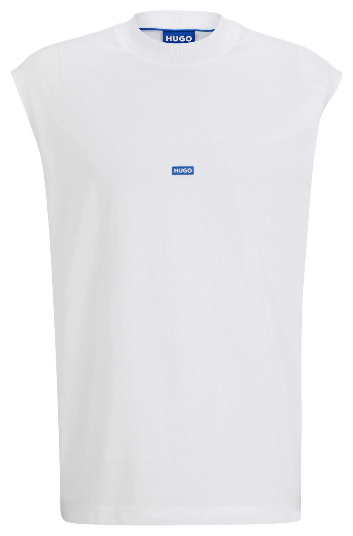 Hugo Boss T-shirt sans manches en jersey de coton avec étiquette logo bleue