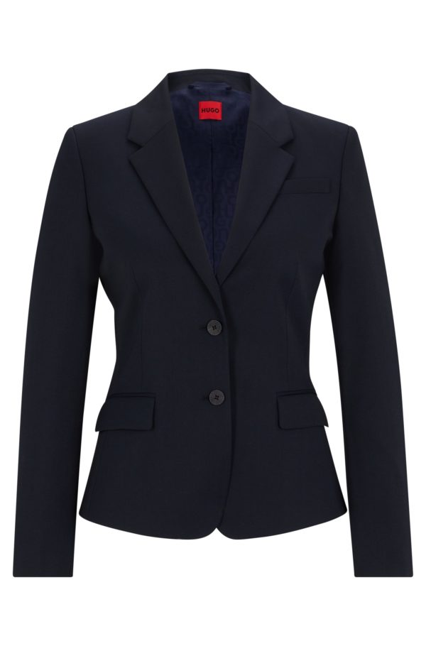 Hugo Boss Veste droite en tissu stretch à revers crantés