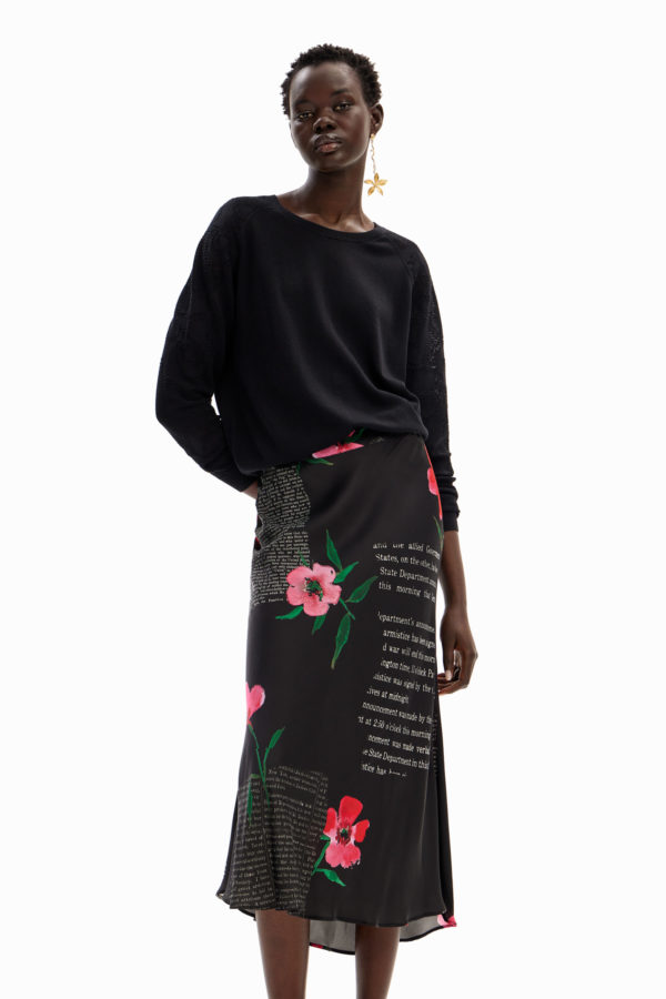 Jupe midi nuisette texture Desigual