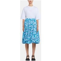 Jupe trapèze mi-longue en coton imprimé floral - Marni