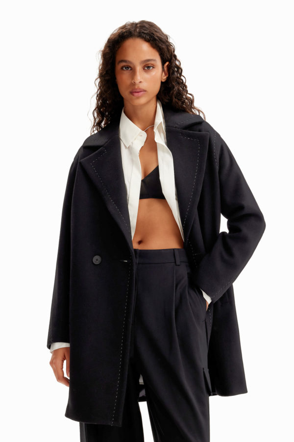 Manteau laine surpiqûres Desigual