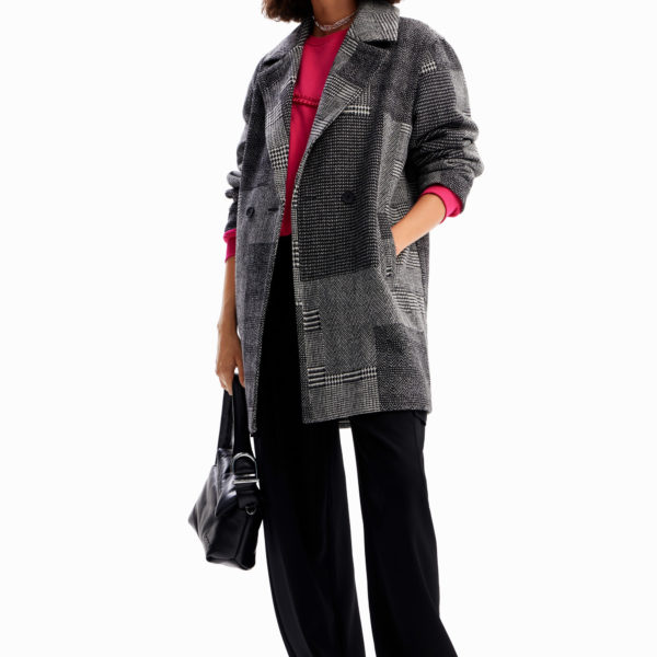 Manteau tailleur laine patchwork Desigual