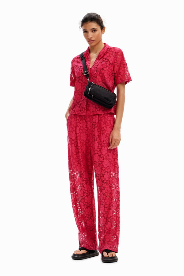 Pantalon tailleur dentelle fleurie Desigual