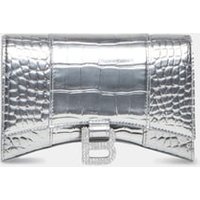 Portefeuille À Chaîne Hourglass Embossé Crocodile Métallisé Avec Strass – Balenciaga